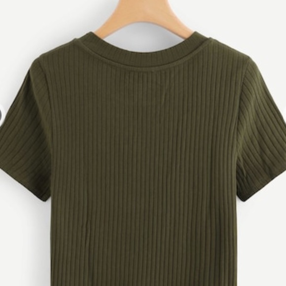 Deep Green Ribbed Tee - Picture 2 of 3